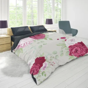 Italian Red Pink Rose Design Duvet Cover 1