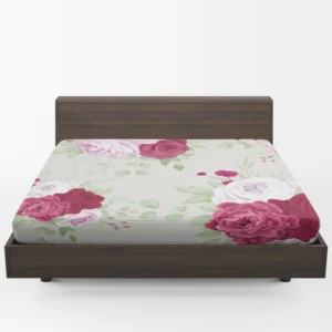 Italian Red Pink Rose Design Fitted Sheet 1