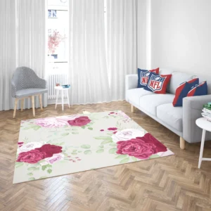 Italian Red Pink Rose Design Rug 2