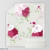 Italian Red Pink Rose Design Sherpa Fleece Blanket