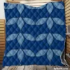 Japanese Blue Linear Pattern Quilt Blanket