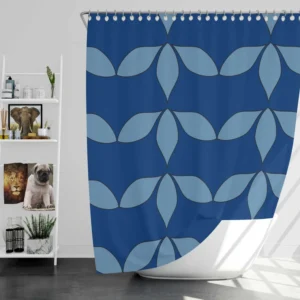 Japanese Blue Linear Pattern Shower Curtain