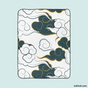 Japanese Cloud Pattern Fleece Blanket 1