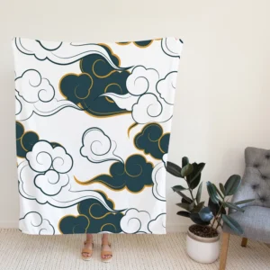 Japanese Cloud Pattern Fleece Blanket