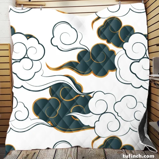 Japanese Cloud Pattern Quilt Blanket