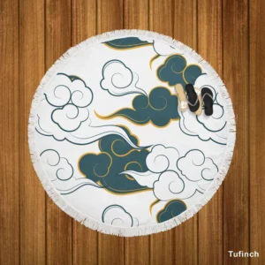 Japanese Cloud Pattern Round Beach Towel