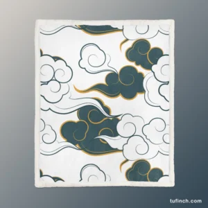 Japanese Cloud Pattern Sherpa Fleece Blanket 1