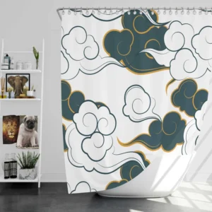 Japanese Cloud Pattern Shower Curtain