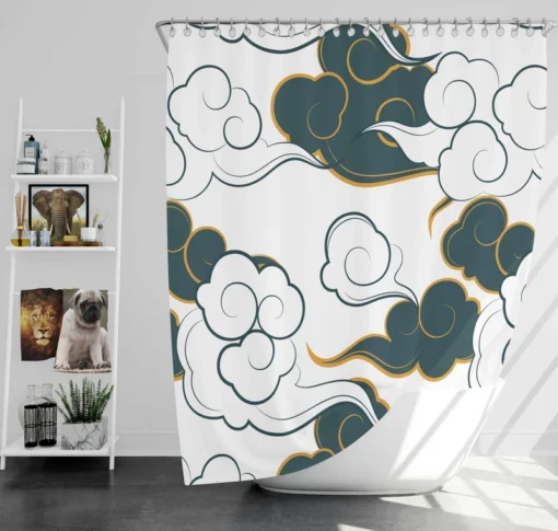 Japanese Cloud Pattern Shower Curtain