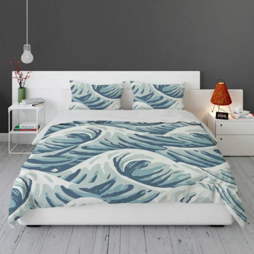 Japanese Curl Storm Wave Pattern Bedding Set 1