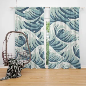 Japanese Curl Storm Wave Pattern Curtain