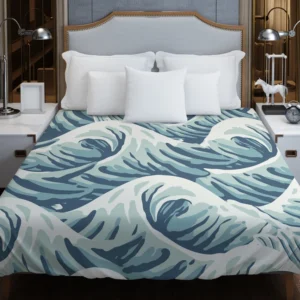 Japanese Curl Storm Wave Pattern Duvet Cover