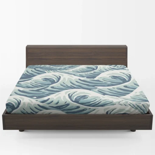 Japanese Curl Storm Wave Pattern Fitted Sheet 1