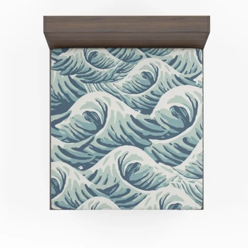 Japanese Curl Storm Wave Pattern Fitted Sheet