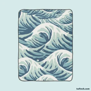 Japanese Curl Storm Wave Pattern Fleece Blanket 1