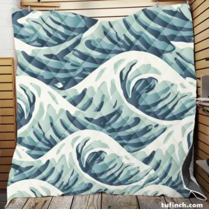 Japanese Curl Storm Wave Pattern Quilt Blanket