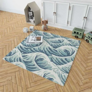 Japanese Curl Storm Wave Pattern Rug 1