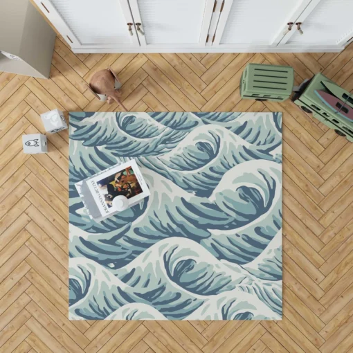 Japanese Curl Storm Wave Pattern Rug