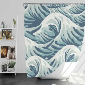 Japanese Curl Storm Wave Pattern Shower Curtain