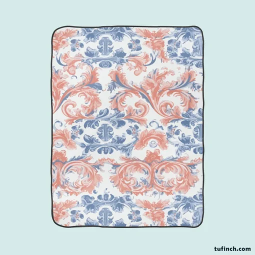 Japanese Damask Pattern Fleece Blanket 1