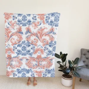 Japanese Damask Pattern Fleece Blanket