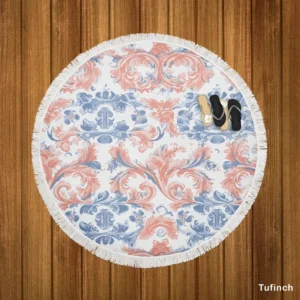 Japanese Damask Pattern Round Beach Towel