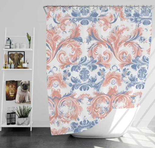 Japanese Damask Pattern Shower Curtain