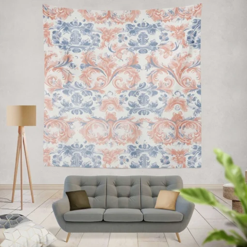 Japanese Damask Pattern Wall Tapestry