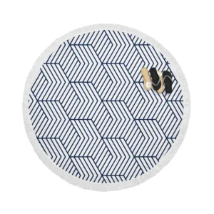 Japanese Inspired Geometric Pattern Round Beach Towel