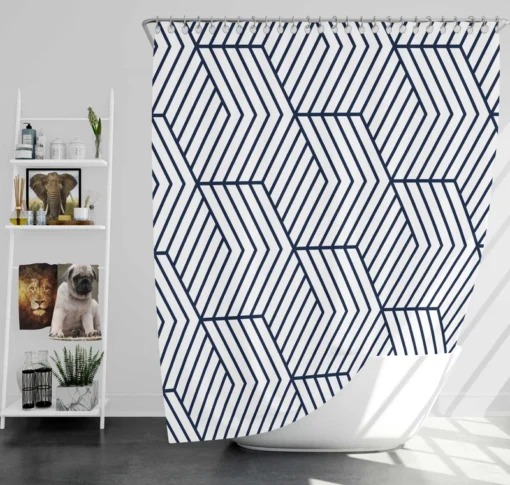 Japanese Inspired Geometric Pattern Shower Curtain