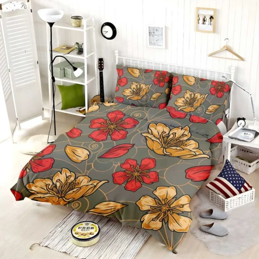 Japanese Sakura Floral Print Bedding Set