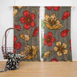 Japanese Sakura Floral Print Curtain