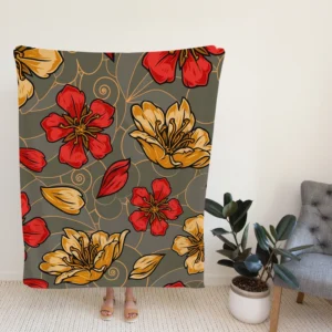 Japanese Sakura Floral Print Fleece Blanket