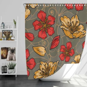 Japanese Sakura Floral Print Shower Curtain