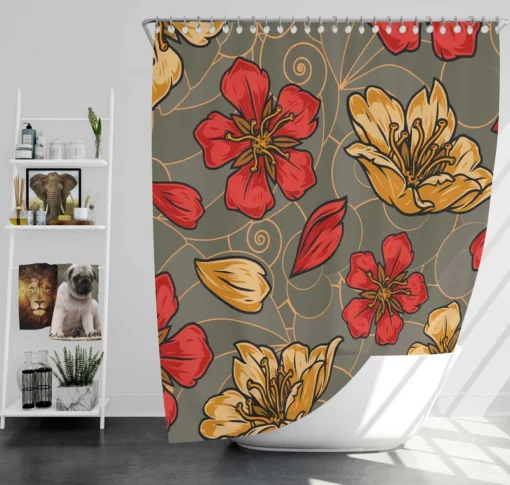 Japanese Sakura Floral Print Shower Curtain