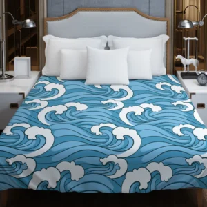 Japanese Sea Waves Art Duvet Cover