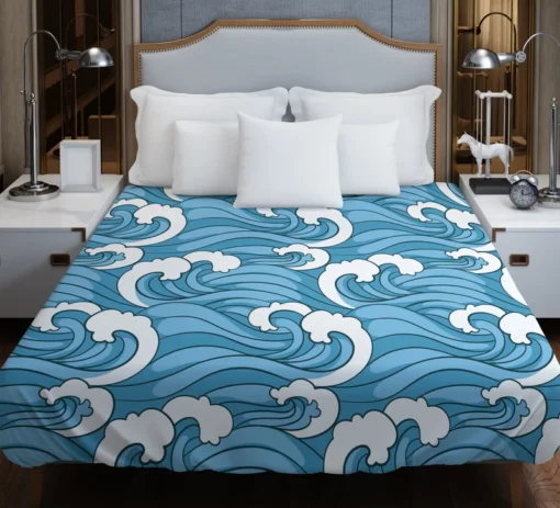 Japanese Sea Waves Art Duvet Cover