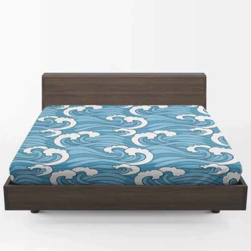 Japanese Sea Waves Art Fitted Sheet 1