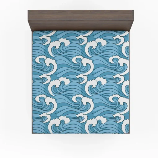 Japanese Sea Waves Art Fitted Sheet