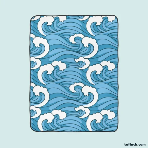 Japanese Sea Waves Art Fleece Blanket 1