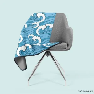 Japanese Sea Waves Art Fleece Blanket 2