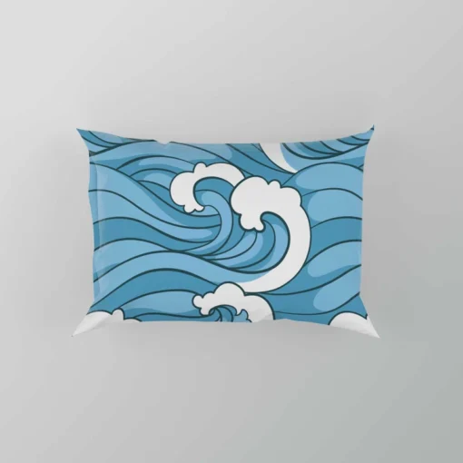 Japanese Sea Waves Art Pillow Case