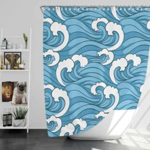 Japanese Sea Waves Art Shower Curtain