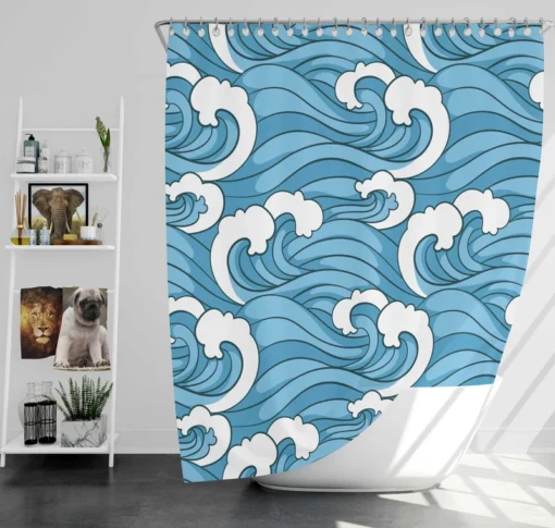 Japanese Sea Waves Art Shower Curtain