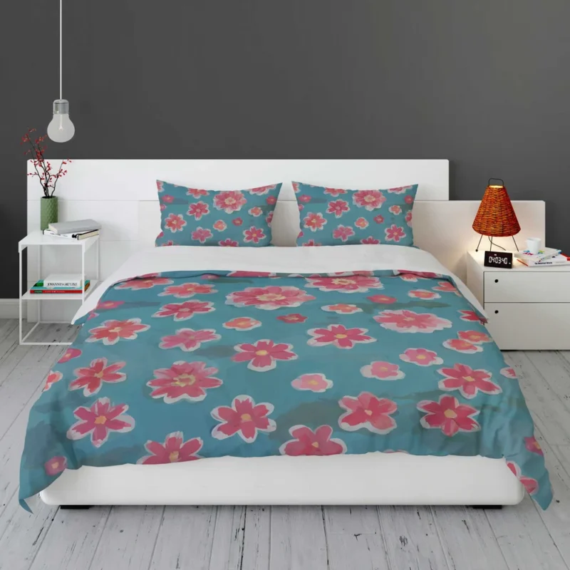 Japanese Tiny Pink Flower Pattern Bedding Set 1