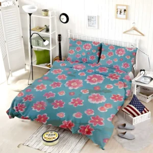 Japanese Tiny Pink Flower Pattern Bedding Set