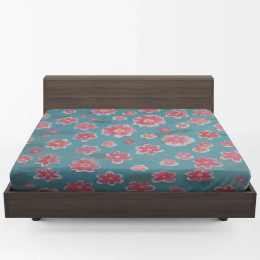 Japanese Tiny Pink Flower Pattern Fitted Sheet 1