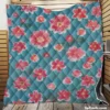 Japanese Tiny Pink Flower Pattern Quilt Blanket