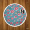 Japanese Tiny Pink Flower Pattern Round Beach Towel