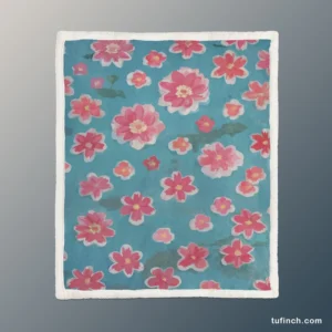 Japanese Tiny Pink Flower Pattern Sherpa Fleece Blanket 1